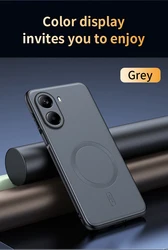 Magnetic Leather Shield Case - Anti - Fingerprint Non - Slip PC+TPU Cover - Poco x7 pro (GRAY)
