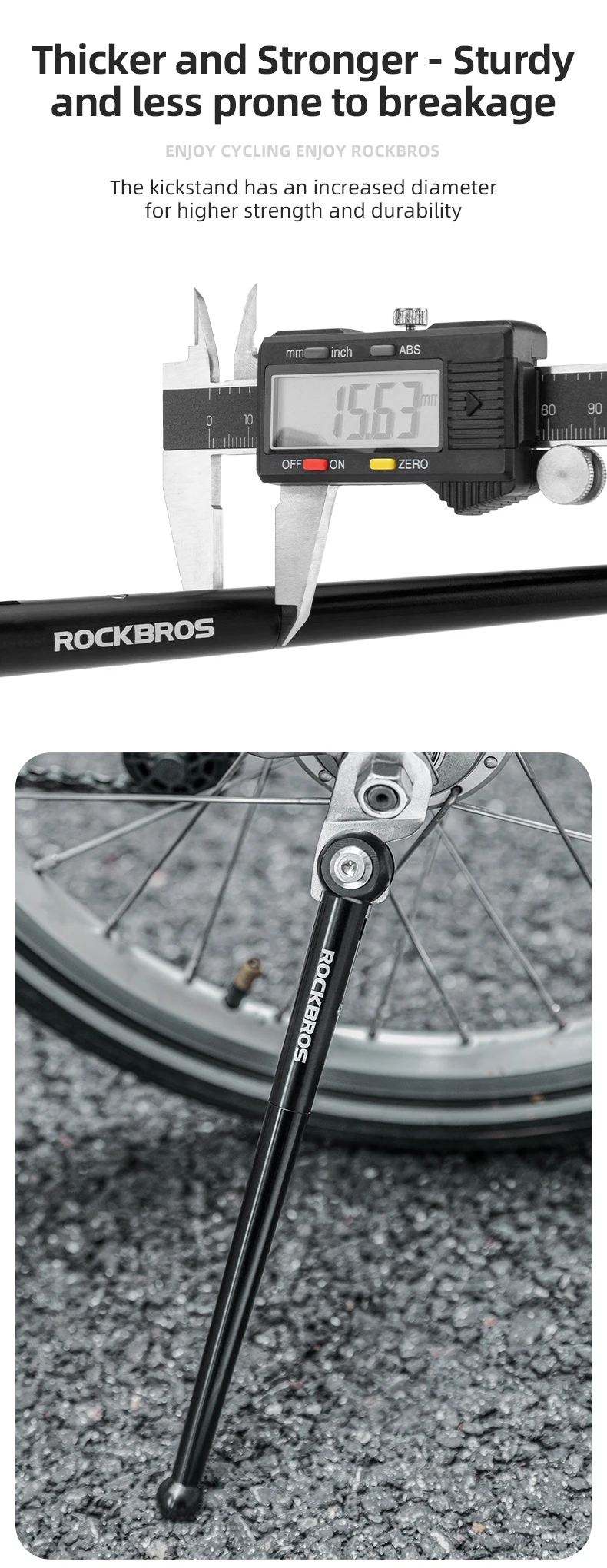 ROCKBROS Klappbarer Fahrradständer, ultraleichte Fußstütze, 40,6 cm, zusammenklappbarer Fahrradständer, Parkständer, Fußstütze, Fahrradzubehör – Detail 4