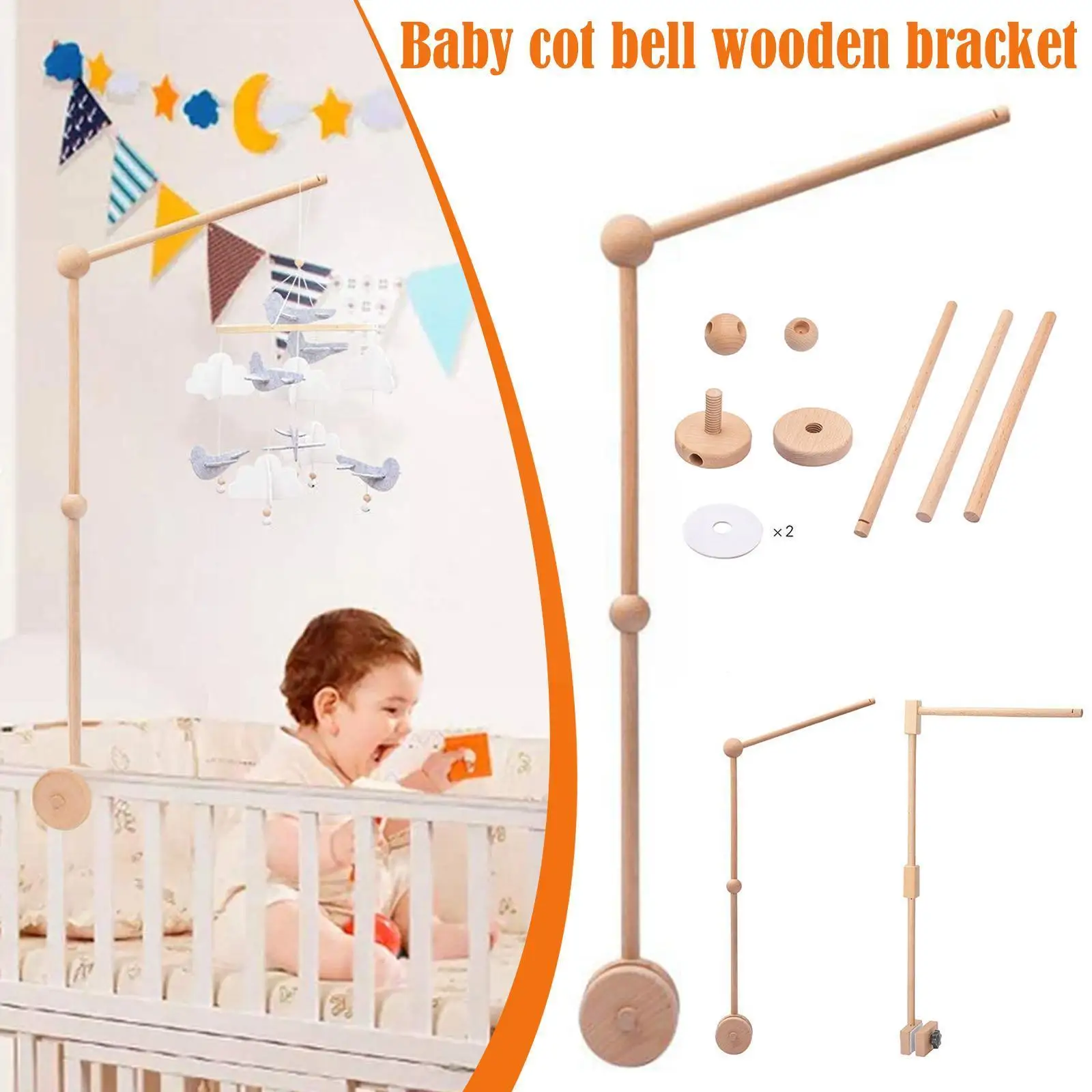Let's Make Baby Wooden Mobile Crib Bed Bell Holder Windup Movement Music  Box Hanging Bed Bell Holder For Bracket Infant Toy Gift - AliExpress