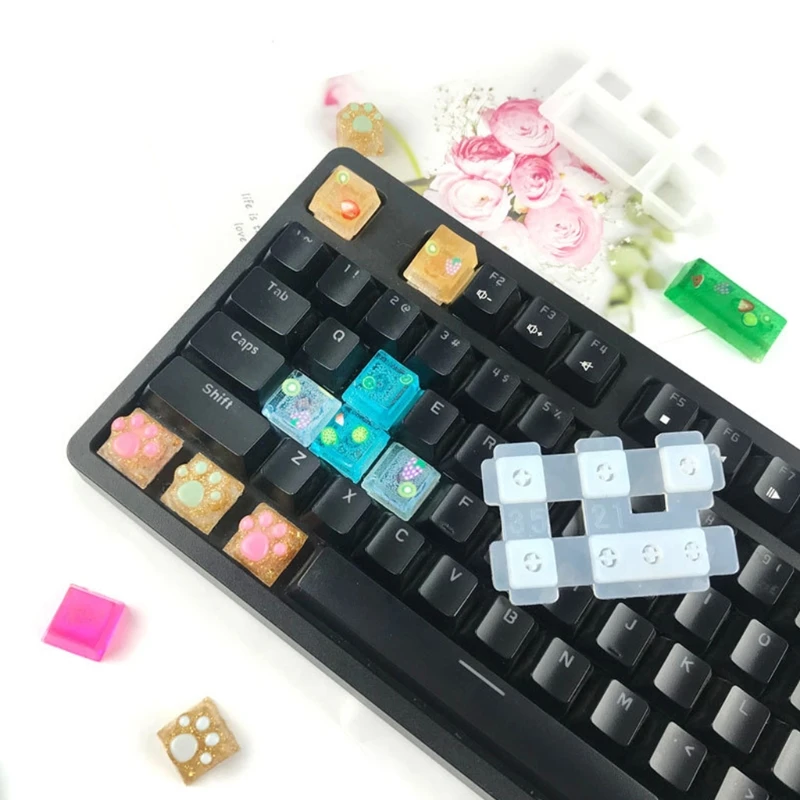 MXME Keycap Mold DIY Mechanical Keyboard Silicone Mold Epoxy Molds for Cat Craw KeyCa