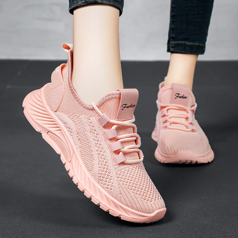 

2023 New Women‘ Shoes Lace Up Casual Sneakers Breathable Elastic Lightweight Woman Sneakers Walking Female Footwear