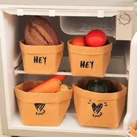 6 pieces Washed kraft paper bags desktop organizer student dormitory refrigerator kitchen storage bag 1