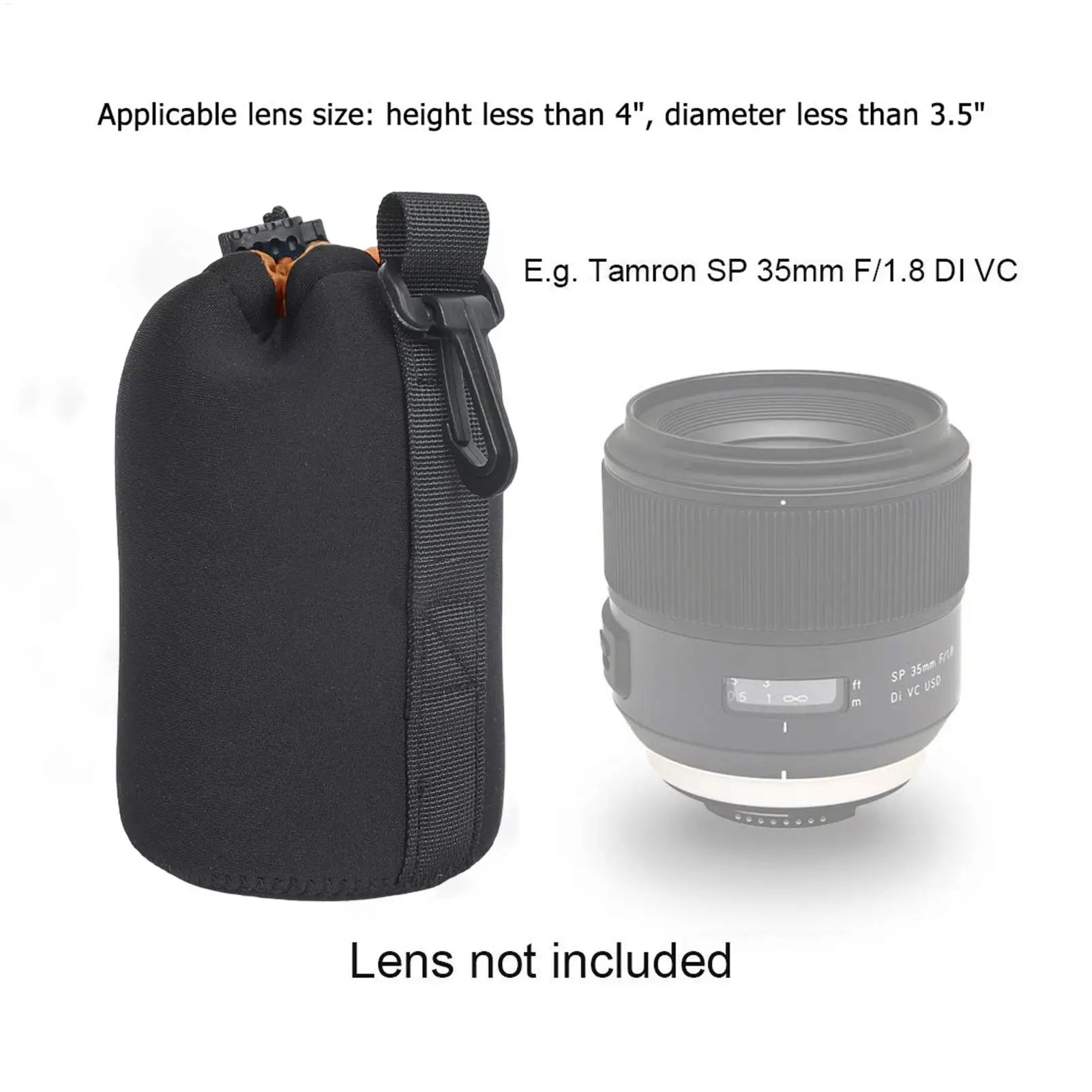 Thick Padded Neoprene Camera Lens Pouch – Soft Protective & Wear-Resistant Storage Cover