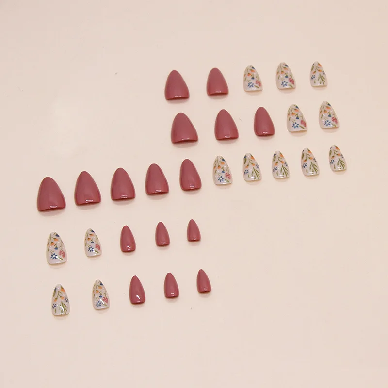 Nail Polish 24 Pcs Press on Nails Pink Nail polish Glossy Artificial Finger Manicure Reusable False Nails for Women