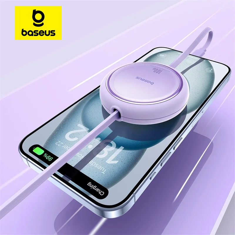 Baseus 100W Retractable Cable USB C For MacBook iPad Fast Charger Type-C Cable For iPhone 17 16 Plus Pro Max For Xiaomi Samsung