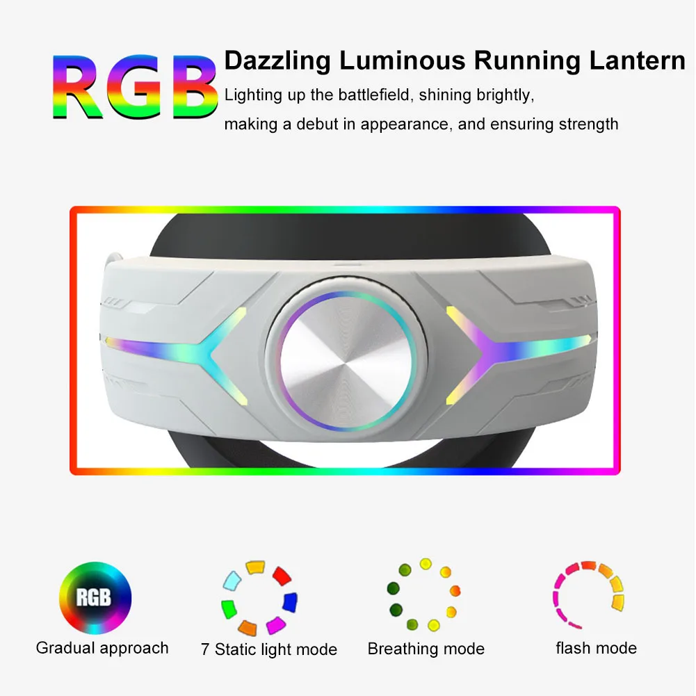 For Meta Quest 3 VR Headset Strap with RGB LED Backlight Alternative Head Strap 8000mAh Rechargeable