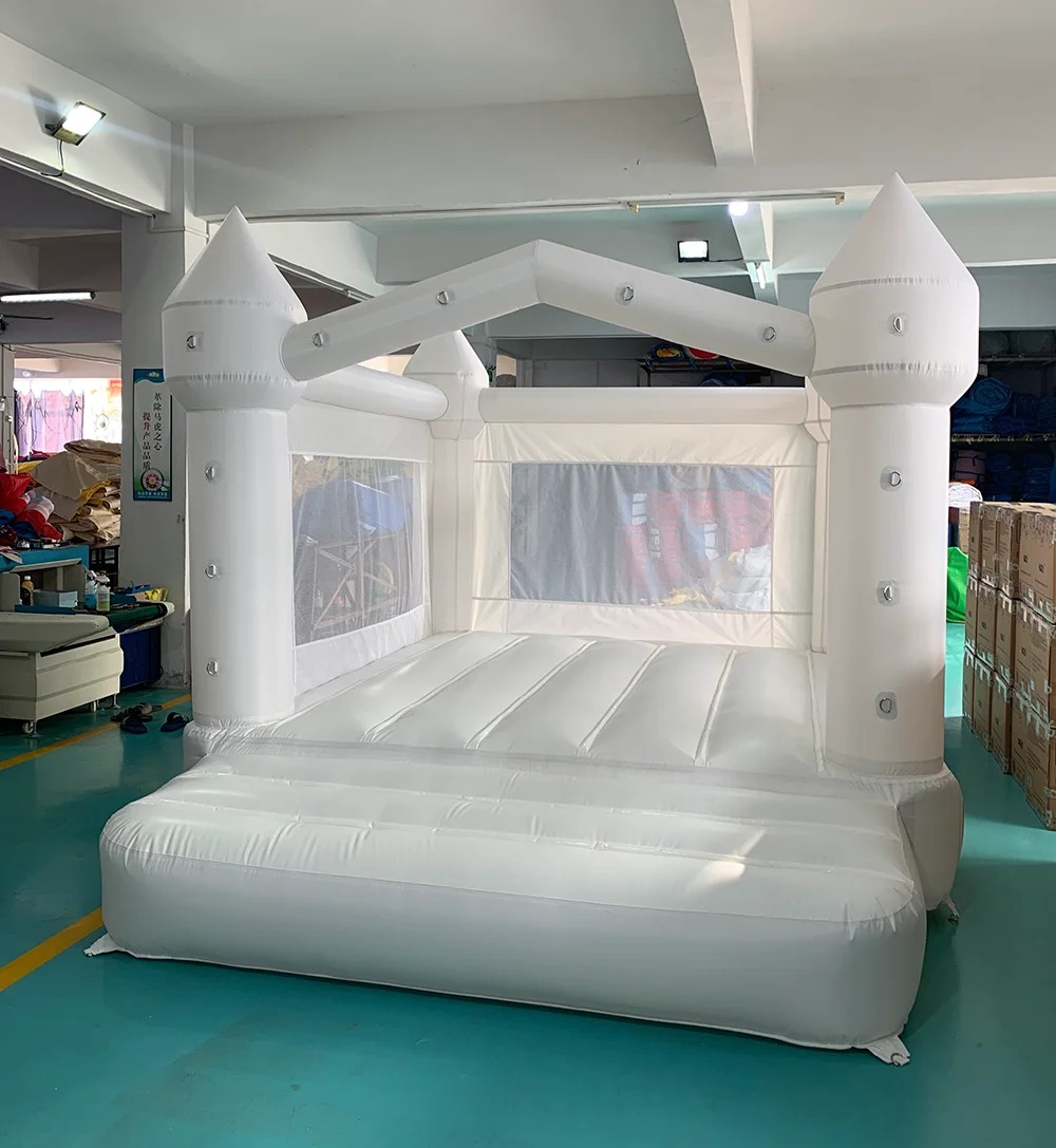 Inflatable Jumping Castle 4*3*2.6M White Bounce House For Kids Bouncy House White For Children With Blower Slide 5-8 Kids inflatable bouncy castle jumping bounce house trampoline swimming pool with large slide inflables bouncer naughty park for kids