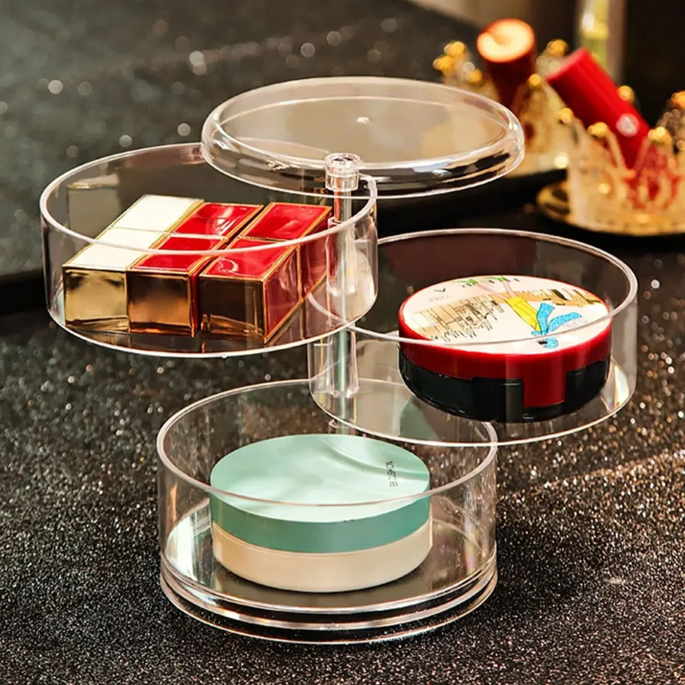 1pc-Multi-Layer Rotary jewelry storage box