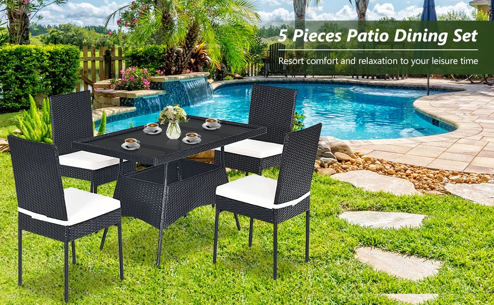 5 pieces patio table and chairs set