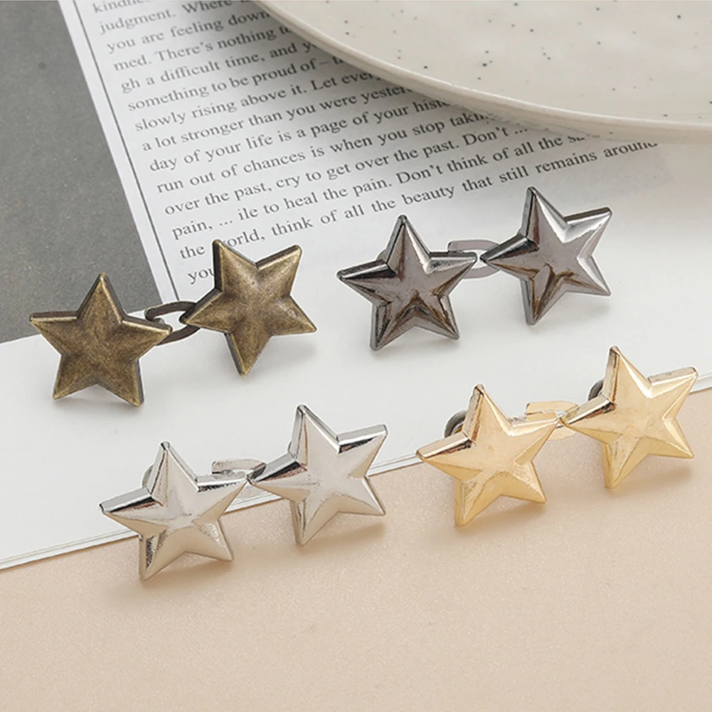 Retractable No Sewing Jean Waist Tightener Adjustable Snap Button Decorative Five Pointed Star Pant Waist Buckle Pin