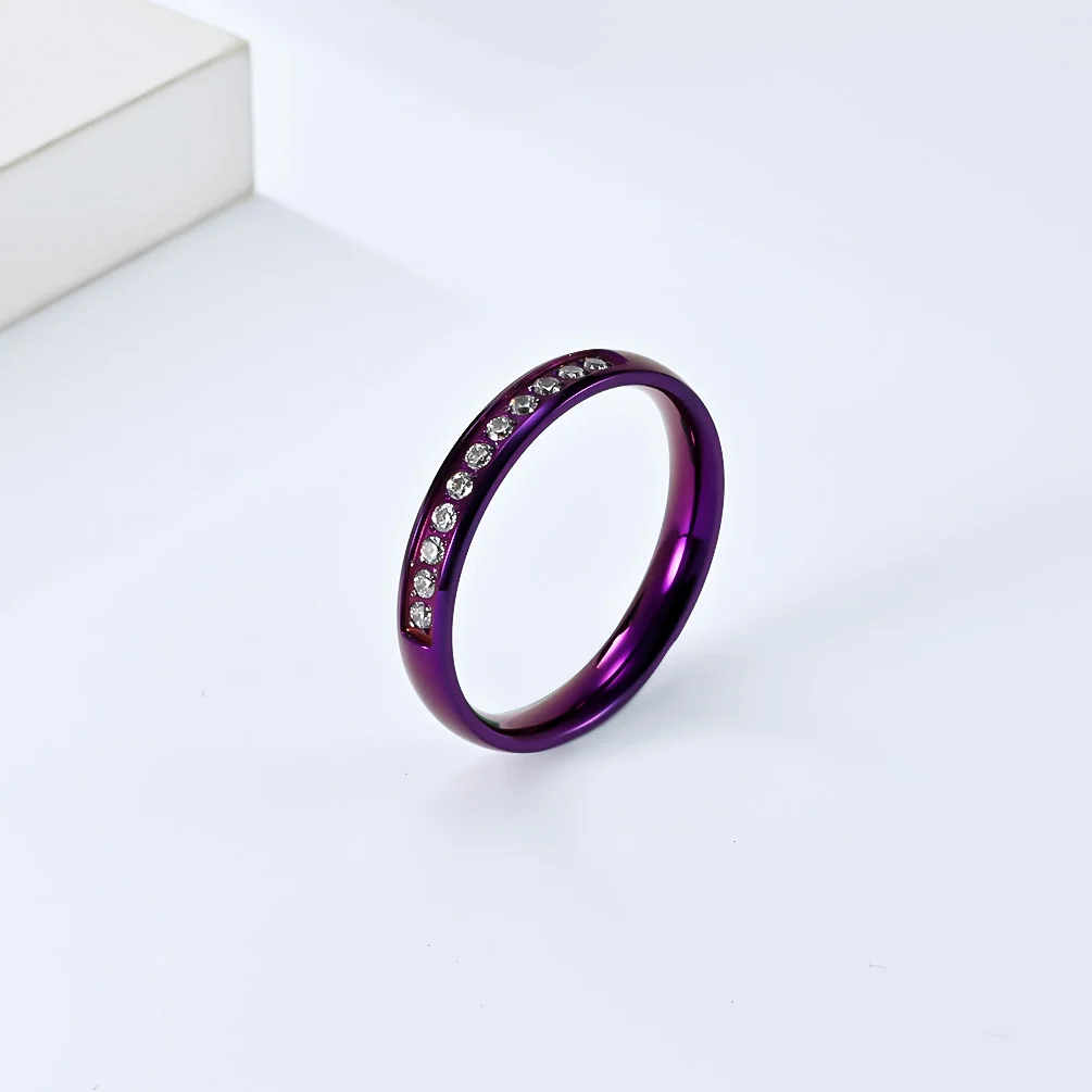 JHSL Brand Luxury Stainless Steel Women Wedding Rings Cubic Zircon Purple Gold Silver Color US Size 5 6 7 8 9 10 4