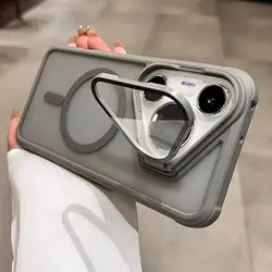 Magnetic Matte Transparent Acrylic Phone Case with Camera Protection and Stand for HUAWEI Pura 90S Pro (GRAY)