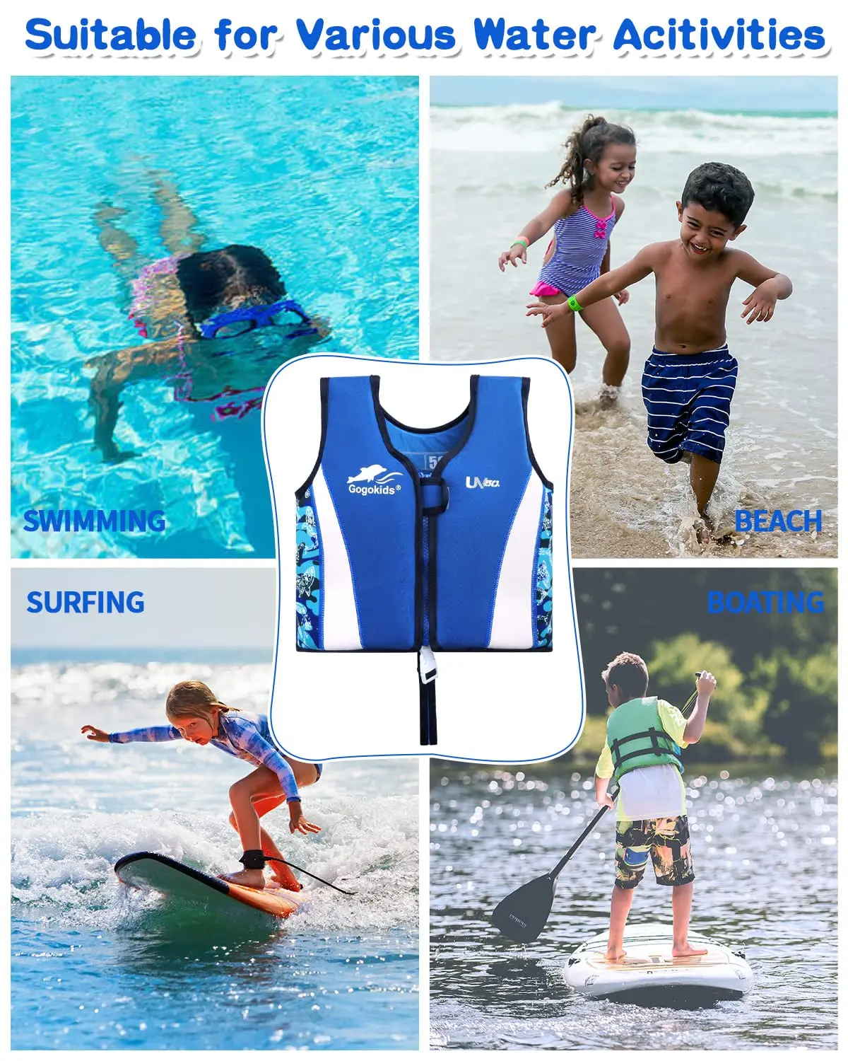 Kids Swim Vest Baby Folat Swim Training Jacket Toddler Buoyancy Swimsuit Swimwear for 2-9 years Kid 5