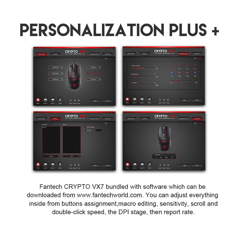 FANTECH VX7 Gaming Mouse 8000DPI USB Wired Mouse With RGB Light Six  Adjustable Ergonomic Design Gamer Mice For PC Laptop - AliExpress