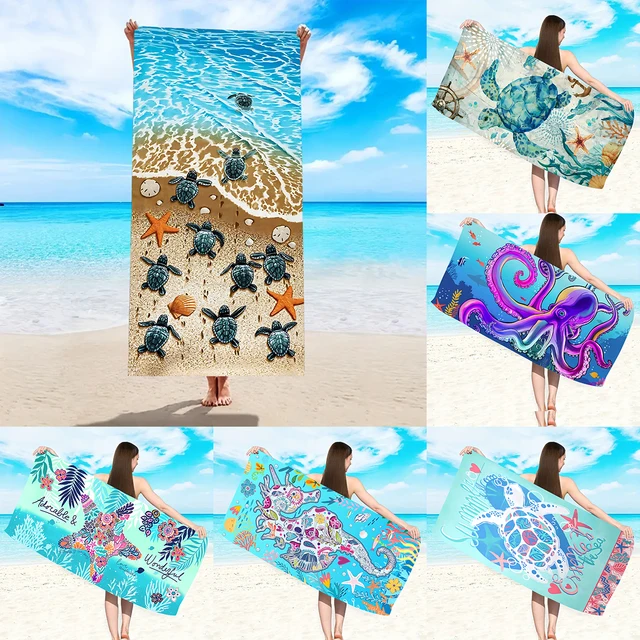 1pc Cartoon animal printed beach towel, ultra-fine fiber quick drying absorbent soft swimming towel, swimming sports towel