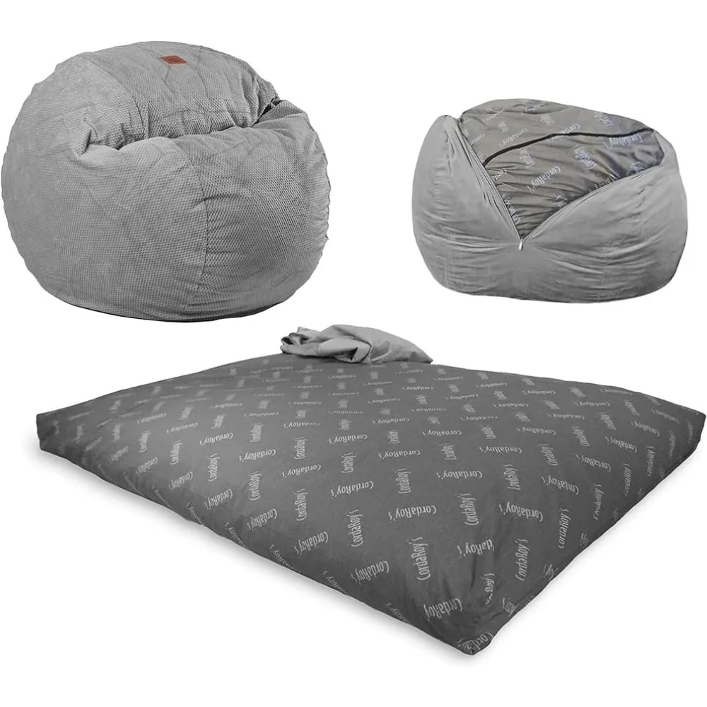 

Chenille Bean Bag Chair Living Sofa for Living Room Convertible Chair Folds From Bean Bag to Lounger Charcoal - Queen Size Poof