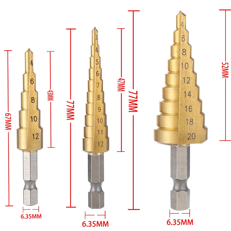 Titanium Step Drill Set 3