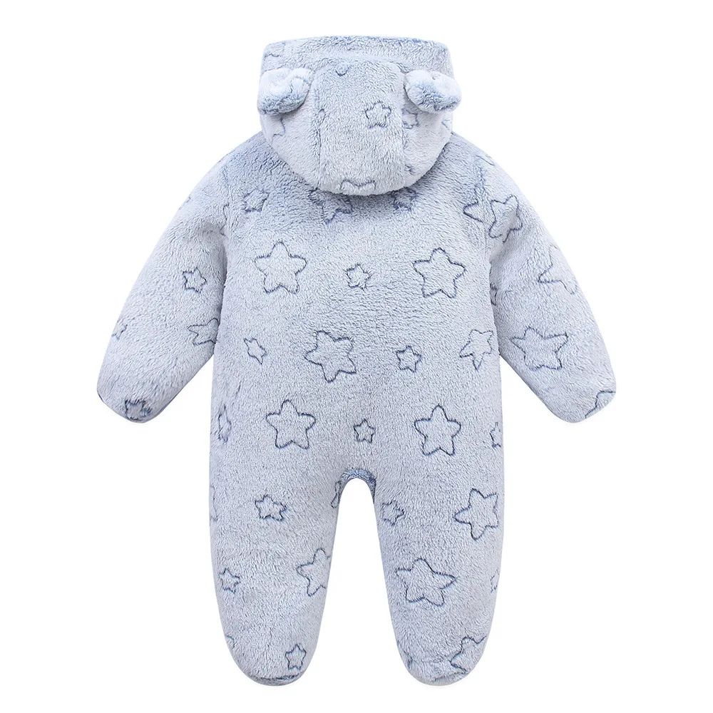 OLEKID 2025 Autumn Winter Newborn Baby overalls Flannel Hooded Kids Baby Girl Rompers 0-1 Years Toddler Boy Jumpsuit Outfits 3