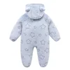 OLEKID 2025 Autumn Winter Newborn Baby overalls Flannel Hooded Kids Baby Girl Rompers 0-1 Years Toddler Boy Jumpsuit Outfits 3