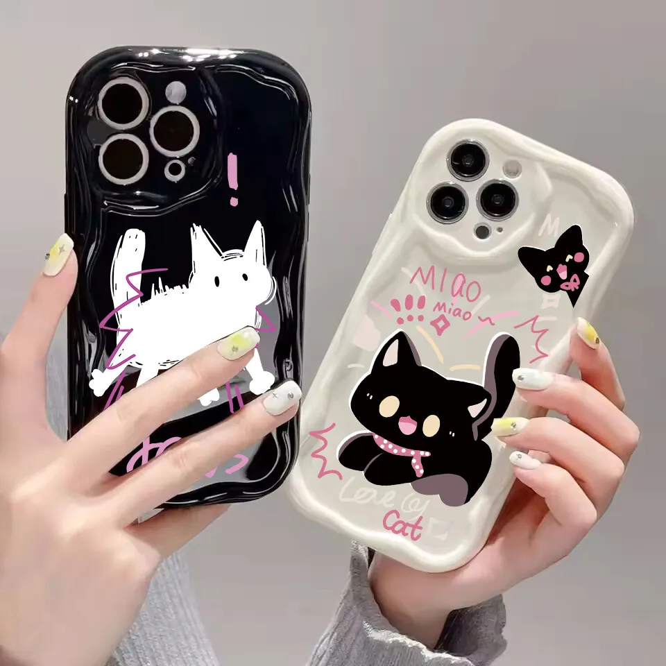 Cute Creative Music Cat Phone Case - Stylish Wave Cover Design