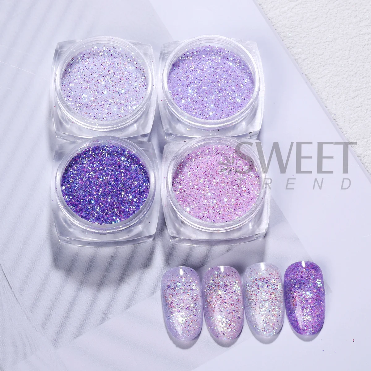 12pcs Elegant Purple Pink Nail Glitter Powder Mixed Sugar Candy Pigment Hexagon Heart Irregular Flake DIY  Manicure Decor Sequin