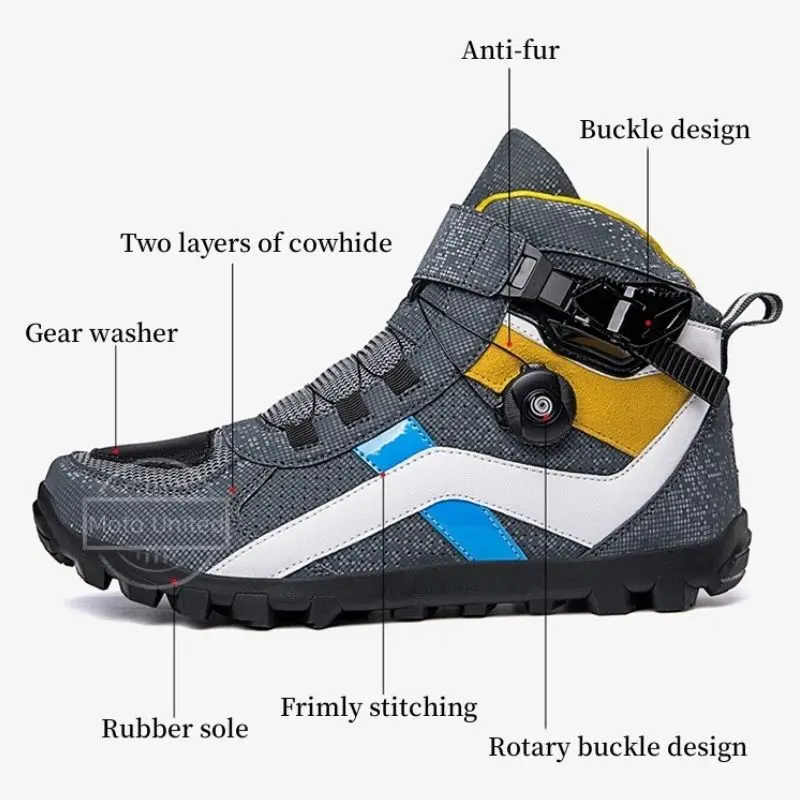 Motorcycle Boots Men Cowhide Leather Motorbike Riding Shoes Anti-slip Rubber Sole Accessories motorcycle shoes,motorcycle boots