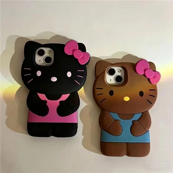 Bowknot Kitty Cat 3D Silicone Soft Phone Case For iPhone 17 Pro Max 16 15 14 Plus 13 Mini 12 11 7 8 4 4S 5 5S X XR SE 1