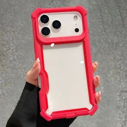 Rugged Shockproof Military Grade Transparent Phone Case with Armor Design - iPhone 15 Plus (Red)