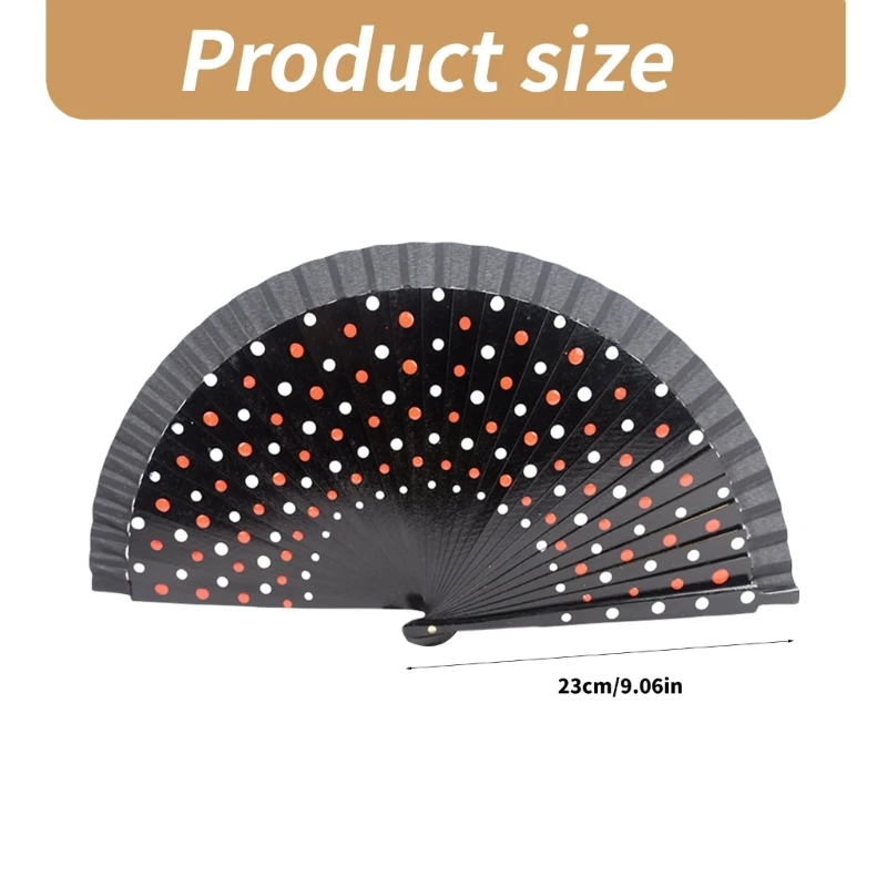 Flamenco Spanish Vintage Hand Fan Wedding Dance Dots Pattern Folding Fan Elegant Handheld Dancing Performances folding fan hand fan