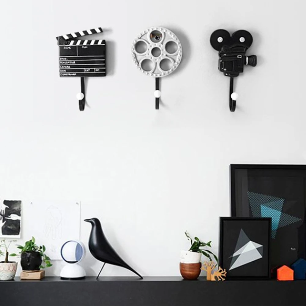 

Small Tools Hooks Movie Resin Wall Mounted Hooks Decor Hanger Wall Storage Vintage Hat Robe Hook Coat Hanger Clothes Rack Shelf
