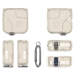Durable Earphone Protective Cover with Carabiner and Anti - Scratch Features (Transparent gray)
