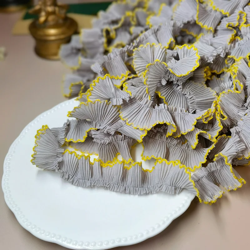 Lace Fabric Lace Ribbon Lace Garment Accessories Lace Sewing Supplies Chiffon Lace Fabric Lace Decoration Lace Accessories Lace Sewing Accessories Clothing Accessories 18-color Chiffon Folds Dog Teeth Gold Thread Border Lace DIY Clothes Hat Home Textile Ornaments Multi-purpose Sewing Accessories