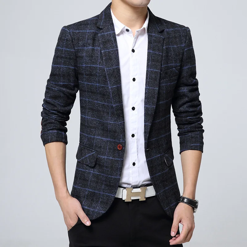 

6424-Spring and autumn new linen suit coat men's spot solid color casual suit collar trend suits