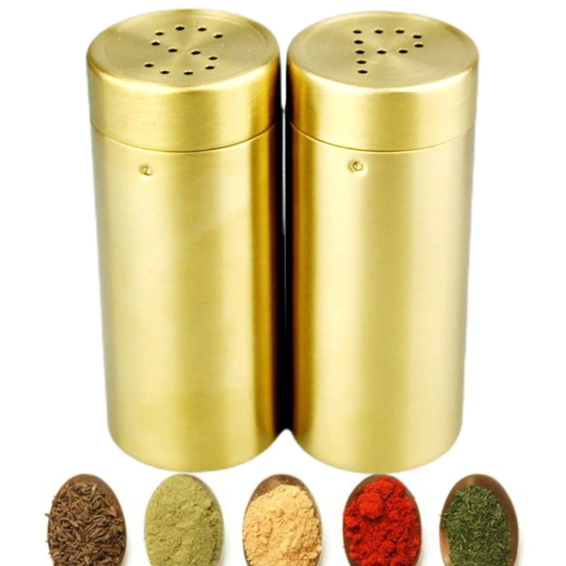 Salt And Pepper Shakers Spice Dispenser With Adjustable Pour Holes Stainless Steel Set