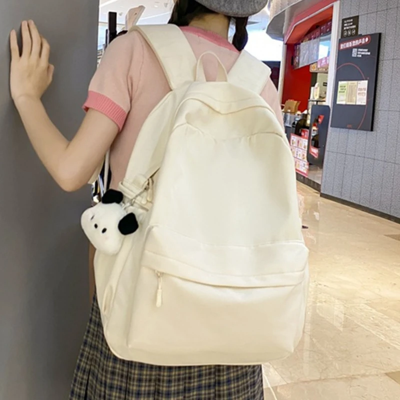 Fashion Nylon School Backpack Laptop Backpack Large Capacity School Bag Solid Bookbag Casual Rucksack for Girl Boy Youth