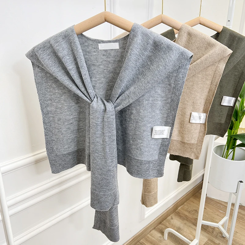 

Vintage Knitted Shirt Detachable Collar Shoulder Wraps Women Fake Collar Blouse Casual Shawl For Sweater Blouse Shirt Warm Scarf