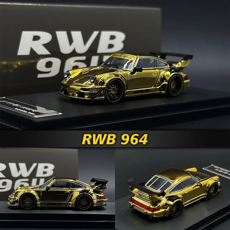 

STAR 1:64 RWB 964 Plating Gold GT Tail Diecast Diorama Car Model Collection Miniature Toys