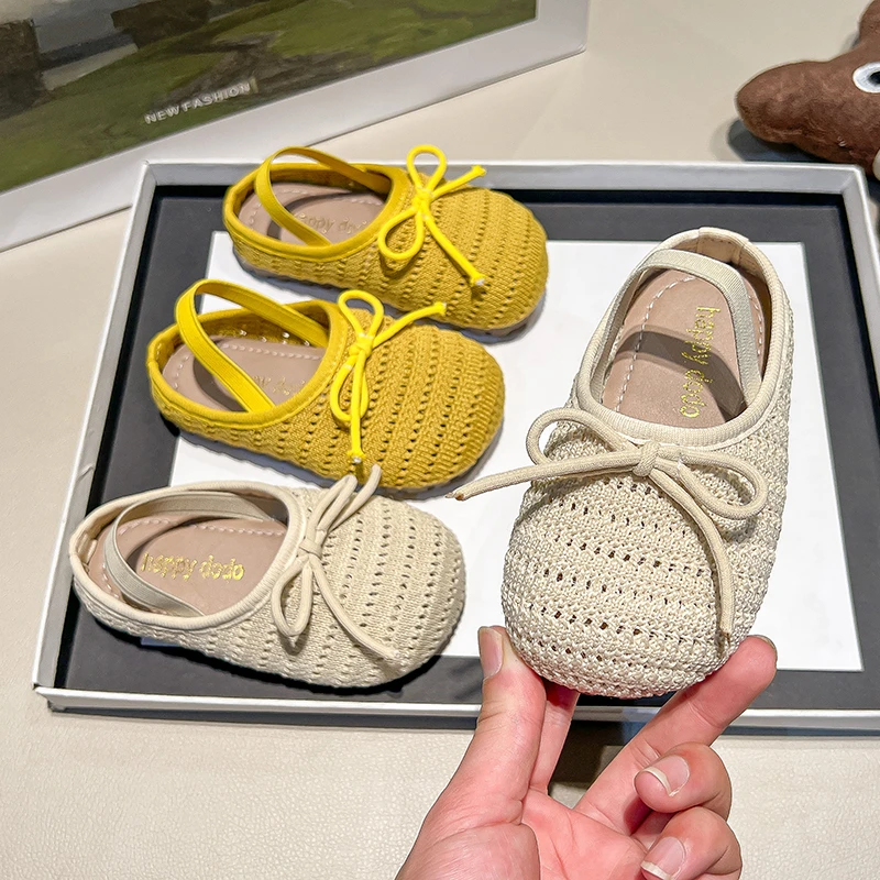 Girls Soft Sole Crochet Sandals Pastel Colors