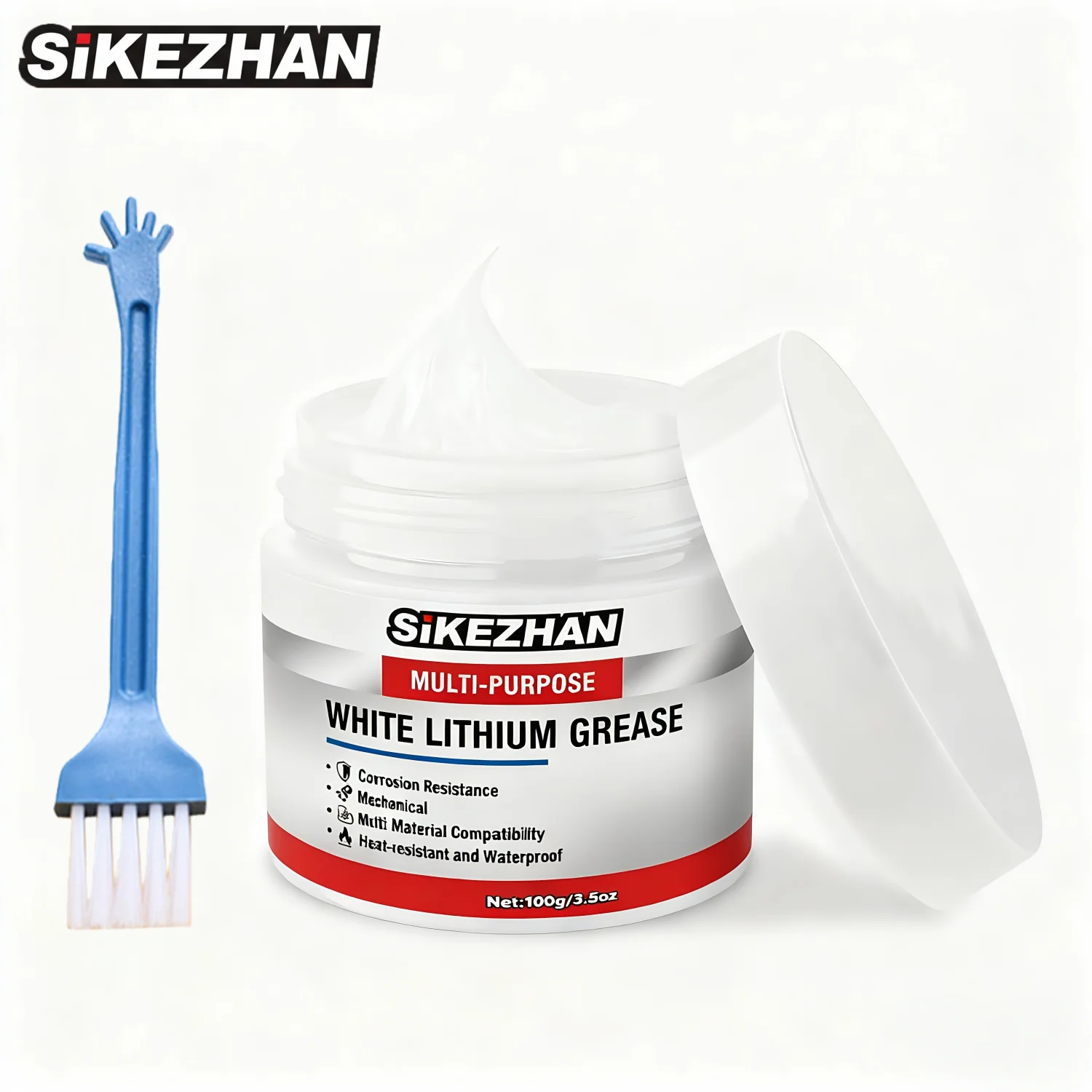Multi-Purpose White Lithium Grease Lubricant with Brush For Garage Doors Bearings Automotive SIKEZHAN