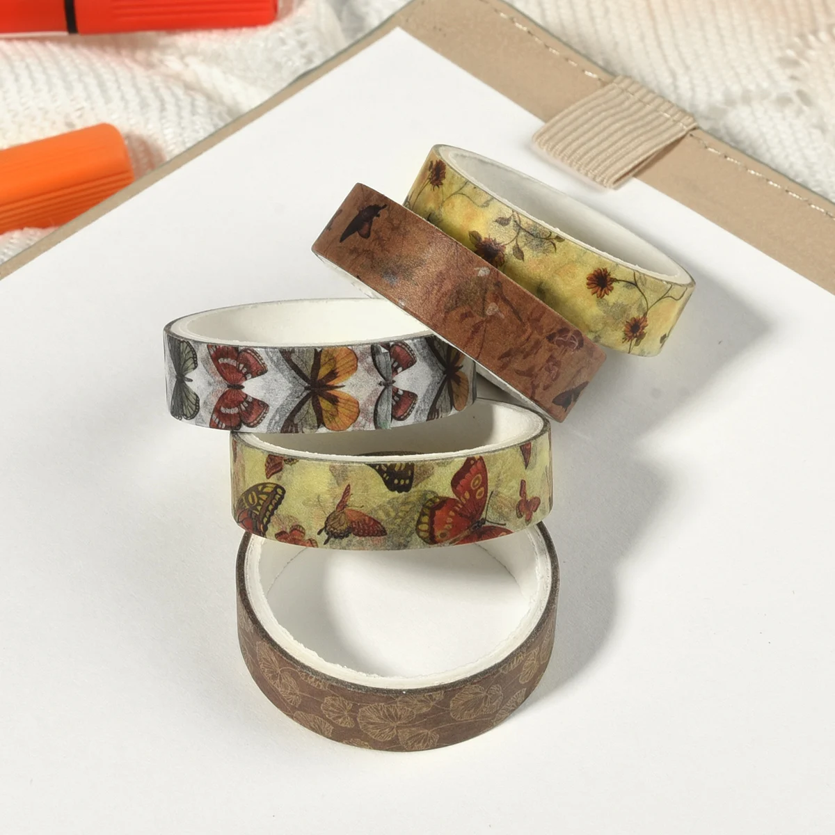 5 Rolls Spring Floral Washi Tapes Colorful Flowers Watercolor Plants Masking Tape Scrapbooking Adhesive DIY Journals Craft 5