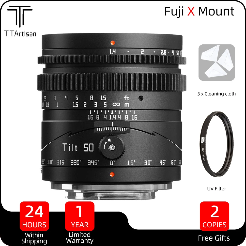 Ttartisan 50Mm F1.4 X Tilt Lens Per Fuji X-Mount Full Frame Mf Tilt Shift Lens Per Fujifilm X Mount X-T1 X-Pro1 X-A1 X-M2