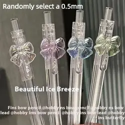 Kawaii Transparent Bowknot Mechanical Pencil with 2B Refills - Cute Stationery Set, 1/4 Pack (A5)