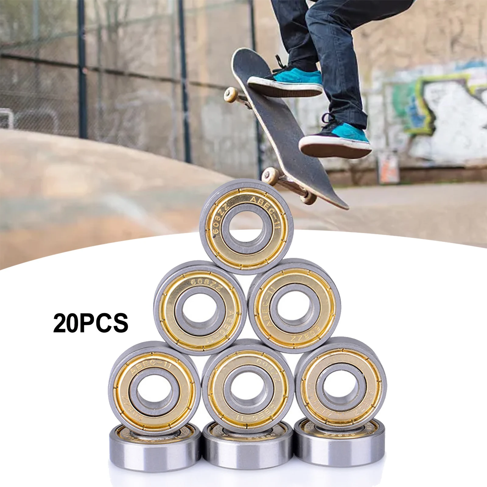 20pcs Skateboard Bearing 608zz Ball Bearings ABEC 11 Metal Skateboard