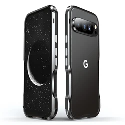 Premium Metal Frame Phone Case with Aluminum Alloy Bumper and Heat Dissipation - Pixel 9 Pro XL (Black)