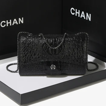 Simple Mini Crocodile Pattern Small Square Bag Summer New Style Trendy Versatile Chain 1
