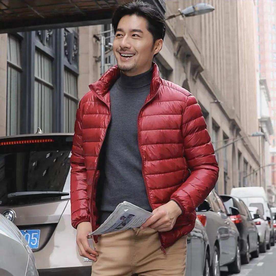 Men's Winter Slim Down Jacket Fashionable Warm Foldable Waterproof Windproof Breathable Outerwear Plus Size Men Hoodie Jacket down jacket,mens jacket