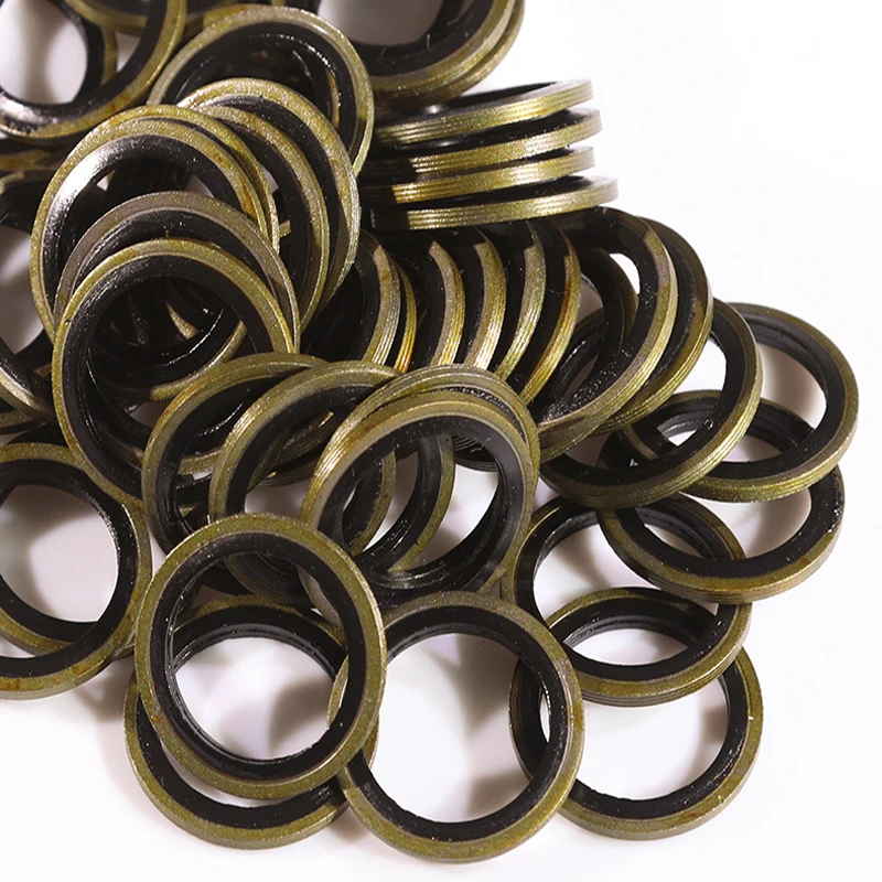 Washer Gasket 6/8/10/12/14/16~60mm Bonded Washer Metal Rubber Oil Drain Plug Gasket Fit M6/M8/M10/M12/M14/M16~M60 Combined Washer Sealing Ring
