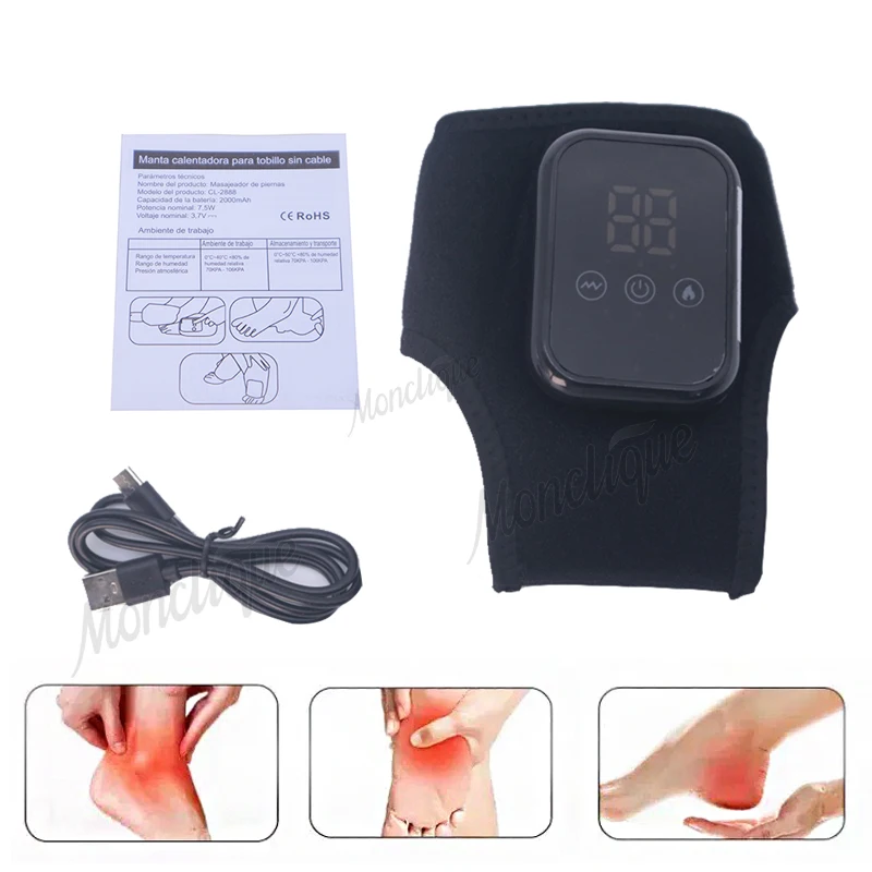 3 Heating Level Electric Ankle Heating Massage Hot Compress Vibration Foot Massage Ankle Joint Brace Wrap Foot Warmer Massage