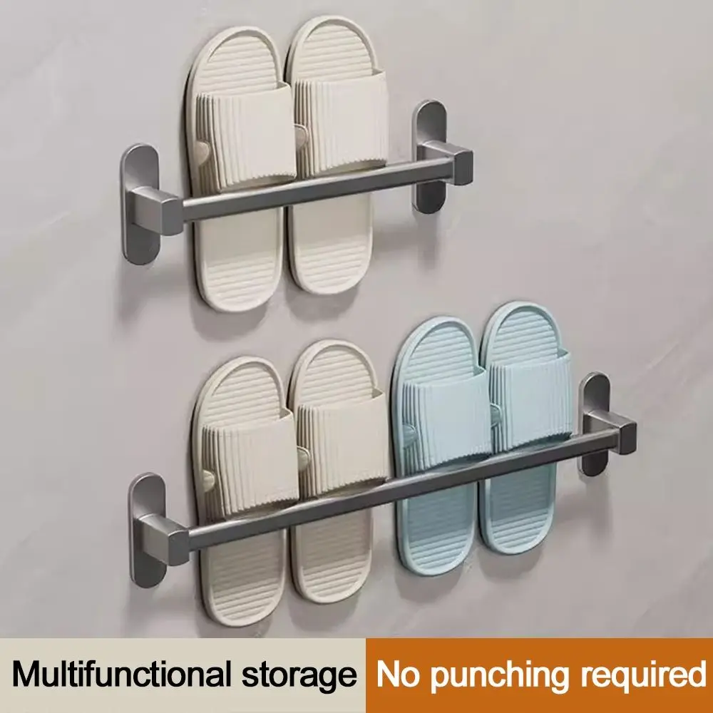 Creative Slipper Rack Household Wall-mounted Toilet Towel Bar Bathroom Indoor Shoe Storage Shelf Holder Space-saving