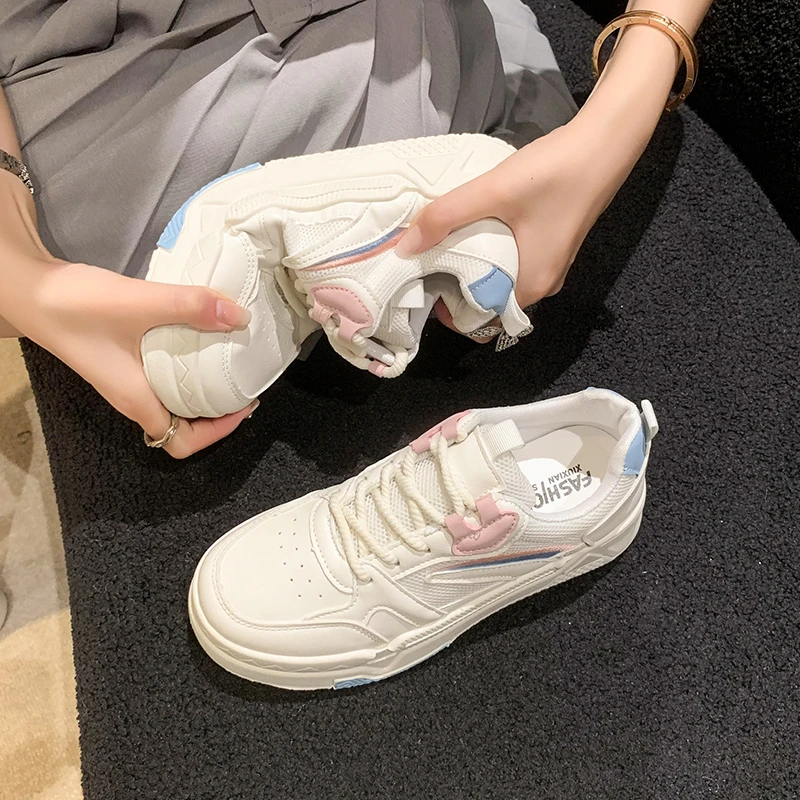 New Women's Sneakers Platform Sport Shoes Female Flat Casual Shoes Breathable Lace Up Tennis Vulcanized Shoes Zapatillas Mujer